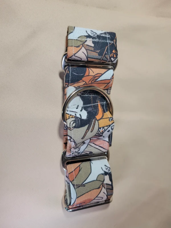 collier chien martingale japon dog's safety en 5 cm ou 50 mm modele GEISHA vue a plat_11zon